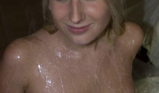 Jenni Gets Drenched By The Super Semen Shooter sexy blonde teen drenched in thick cum